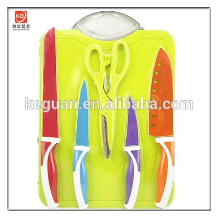 KS-118 4pcs knife set scissor plastic chopping board