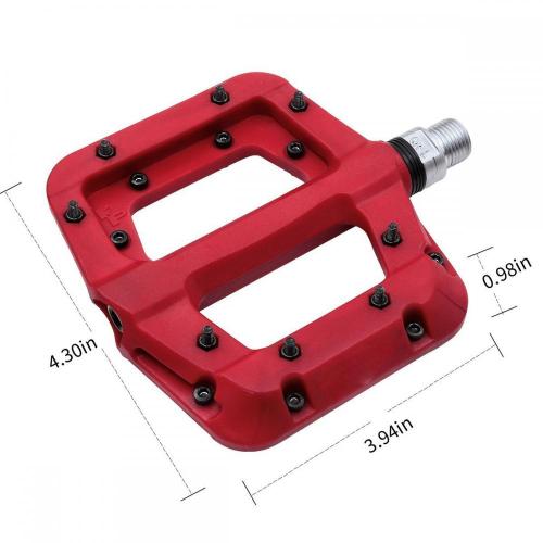 Bicycle Pedals Flat Nylon Platform 9/16 Inch Red