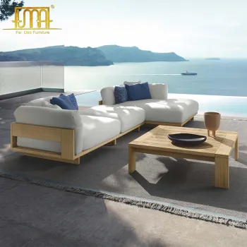 Teak L-Shaped Sofa Set with Cushion: Italian Style Outdoor Garden Furniture