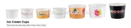 Custom Printed Disposable Paper Ice Cream Cup Frozen Yogurt Paper Bowls Snack Desserts Cups
