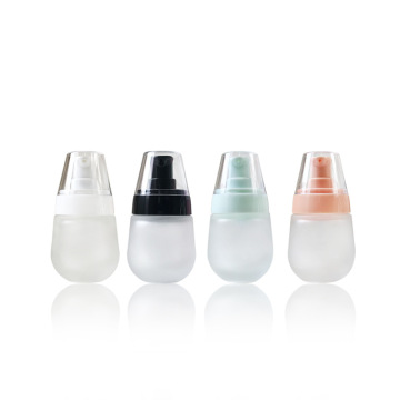 Silver and Gold Pump Glass Lotion Bottle, 30ml Oval Egg Shape