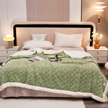 2022 Winter Tafurogn Plain Color Blanket: Jacquard Double Layer Sherpa Blanket