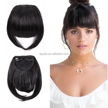 AliLeader Wholesale Silky Straight Neat Bangs Clip In Fringe Synthetic Hair Extension Front Fringe Hairpiece