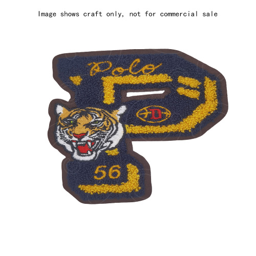 Etiqueta bordada de toalla de tigre retro americano