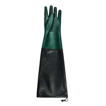 Плащ ПВХ зеленый песочный с рукавами перчатки 60см