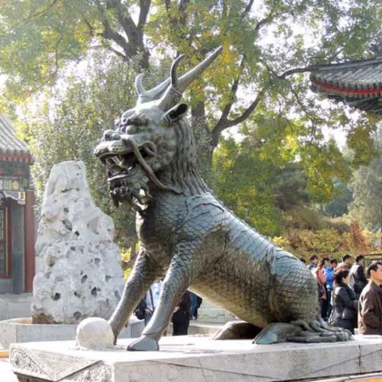 China popular large metal mythical creatures bronze Kylin statue