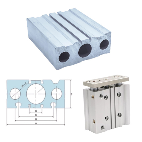 Tn / tcn baril de cylindre pneumatique en aluminium à trois axes