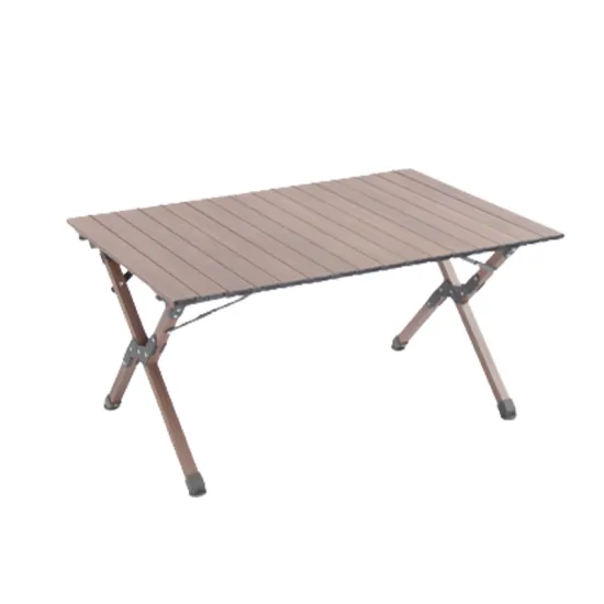 Lightweight Double Sided Aluminum Frame Wood Grain Table for Camping and Picnic