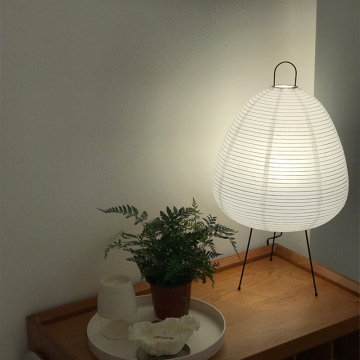 Nordic Asian Metal Lantern Table Lamp - Portable LED Tripod Art Paper Lamp