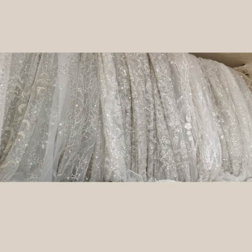 Glitzerperlen Tüll Perle bestickte Netzstoff Stoff