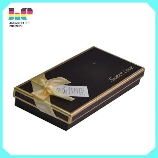 Colorful chocolate candy packaging box with ribbon
