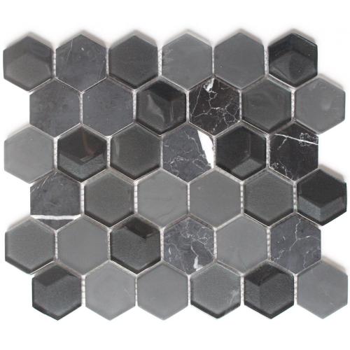 Hexagon Glass Mixed Stone Decoration Mosaic