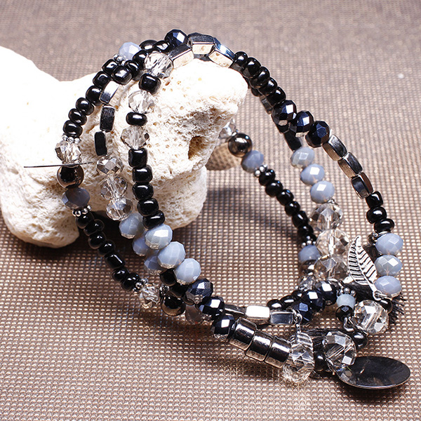 Multilayer Alloy Pendant Bead Bracelet