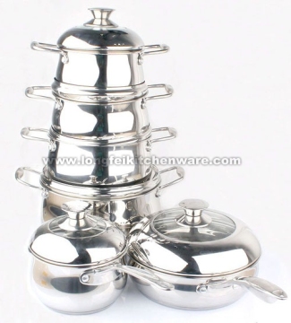 10PCS Stainless Steel Cookware Sets  with the glass lid and plastic handle