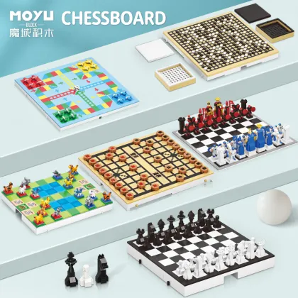 DIY Small Particle Building Block Chess Game: An Educational Flying Chess Board Toy for Kids - MOYU 96007-96012