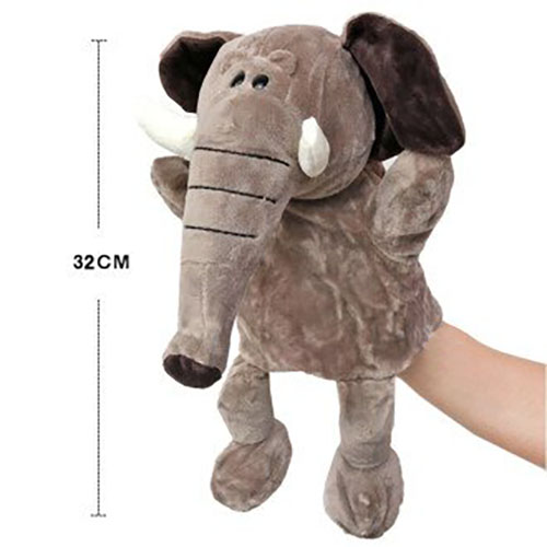 Marionnette à main de jouet en peluche d'éléphant gris pour enfants