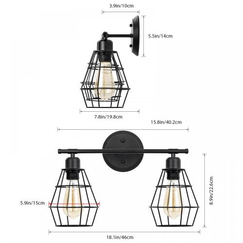 Industriewandlampe mit Metallkäfiglampenschirm