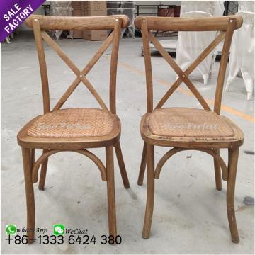 Solid Wood X Cross-Back Vine Seat Cushion Banquet Dining Chair for Weddings