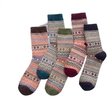Winter Thick Warm Retro Style Printed Socks for Men and Women