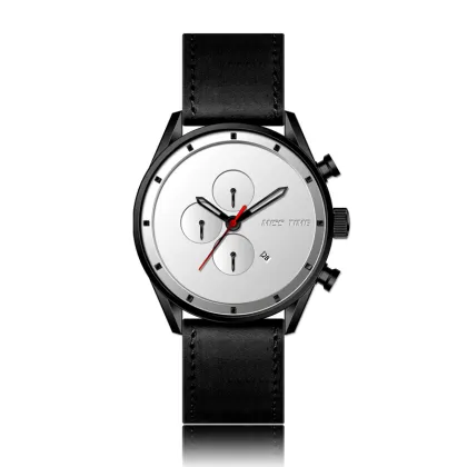 business genuine leather japanese automatic black men watch