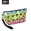 Custom color focus rainbow PU leather makeup bag