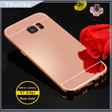 free sample back cover for samsung s7 /Gold aluminum bumper mirror case for huawei mate 8