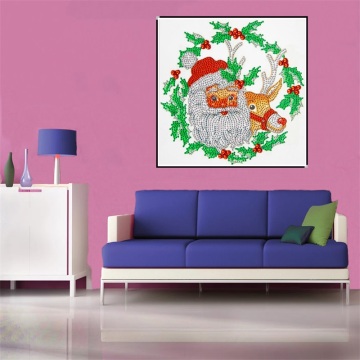 Wreath Santa Claus Shaped Crystal Diamond Painting