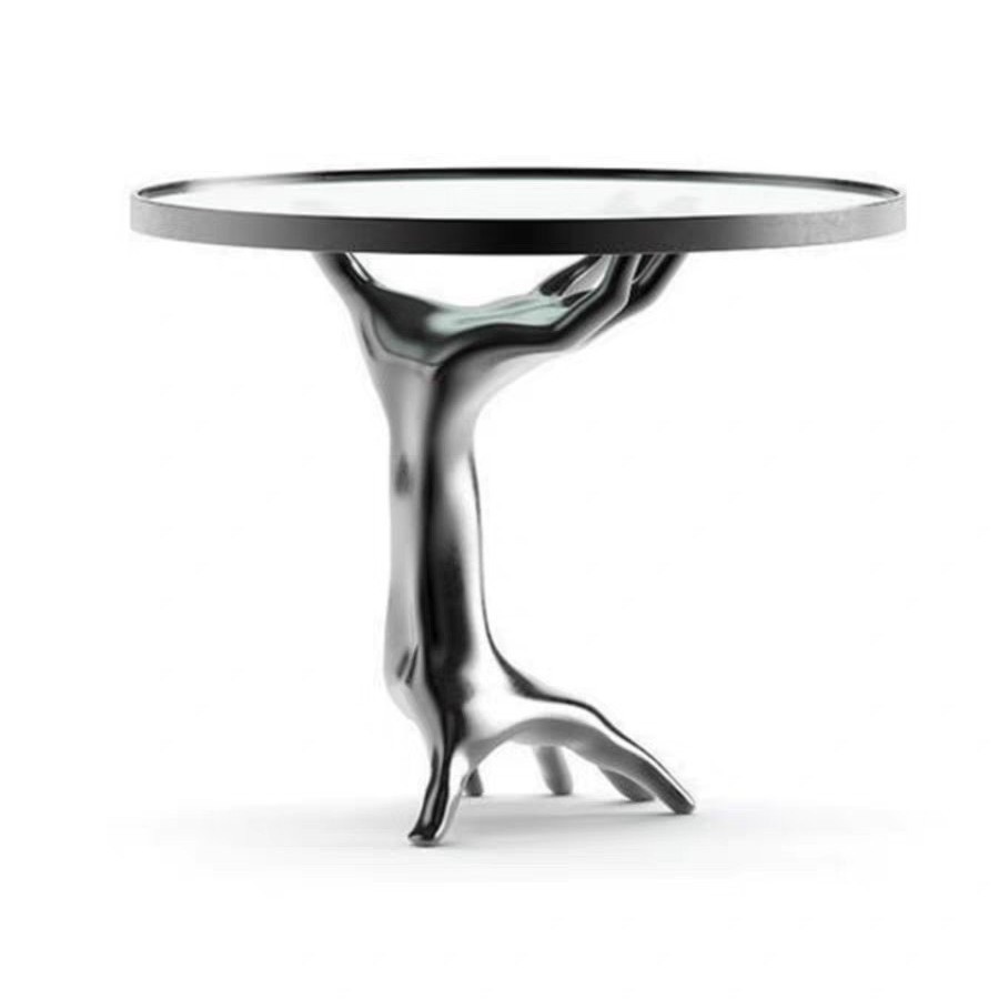 glass top side table
