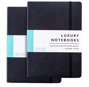 Lined Journal Notebook - Luxury Journal for Writing w/ 130 Pages, Soft Cover - Executive Notebook for Work, Travel, College - Bl