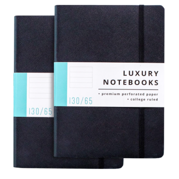 Lined Journal Notebook - Luxury Journal for Writing w/ 130 Pages, Soft Cover - Executive Notebook for Work, Travel, College - Bl