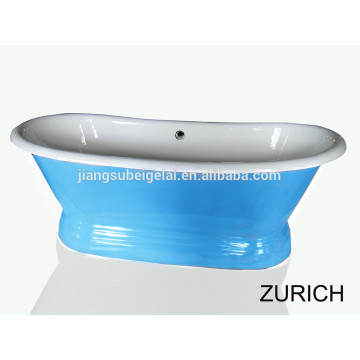 bathroom cast iron bath tub with pedestal with colored paint