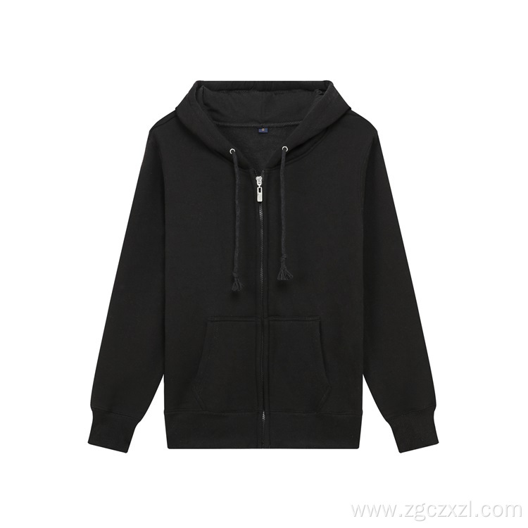 Fleece zipper thick solid color sweater