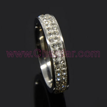 New arrival stainless steel engagement ring crystal paved band finger