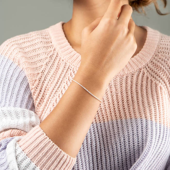 ไม้เทนนิสไวท์โกลด์ 14K อันหรูหรา พร้อม Lab Diamond