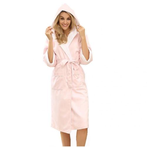 Bathrobe Adult Soft Fleece Luxury Spa Hotel Hooded Double-Layer Bathrobes Factory