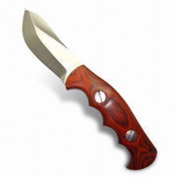 Hunting Knife with Wooden Handle, Blade made of Stainless Steel