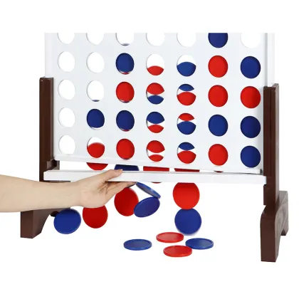 Wooden Chess and Connect 4 Hybrid Board Game