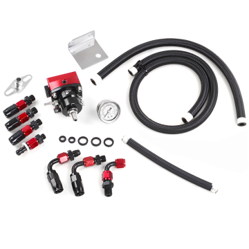 Adjustable EFI AN6 Oil Hose Fitting with Fuel Pressure Regulator (Red, 0-100psi)