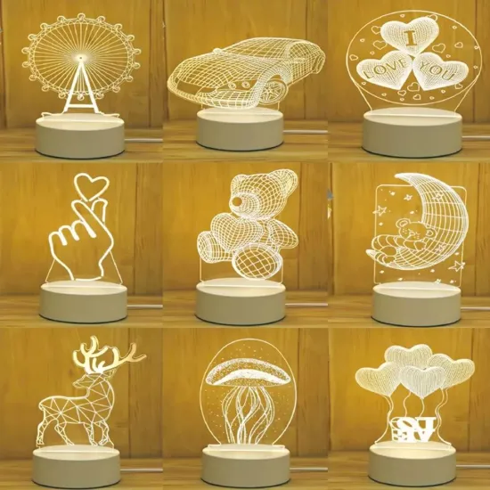 3D Illusion LED Night Light for Kids - USB Desk Lamp