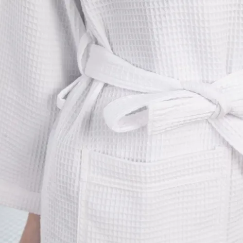 White Cotton Waffle Bathrobe, High Quality White Cotton Waffle Bathrobe