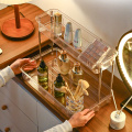 Estante organizador de almacenamiento de cosméticos de plástico transparente de 2 niveles