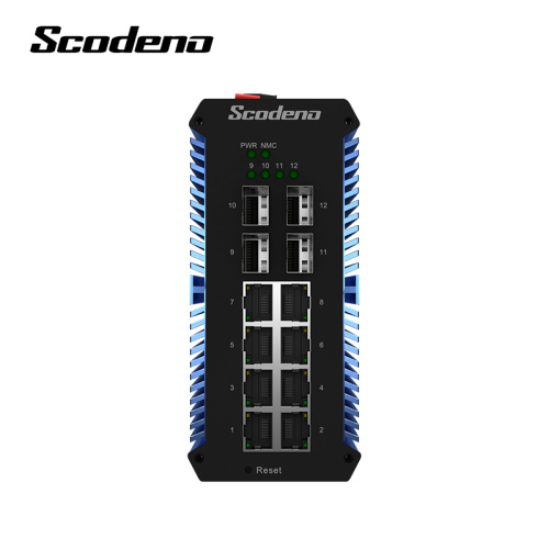 IP50 Din-Rail industrial network switch 4 SFP 8 Port Gigabit Ethernet Switch outdoor Lan switch