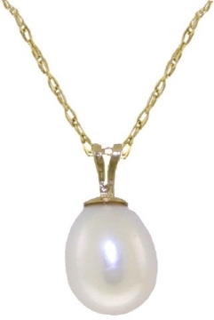 14k Gold Pendant Necklace with Genuine Pearl,Pearl Jewelry Necklace