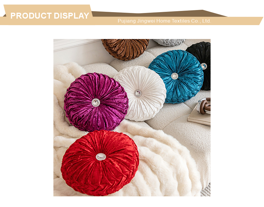 Gathered wheel shape glossy decorative bolster