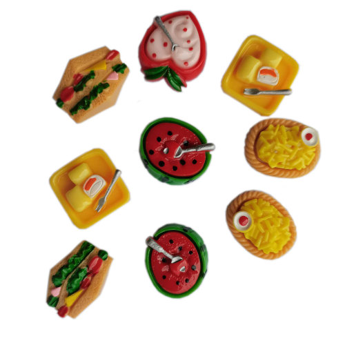 Resin Flat Back Fruit Charms Simulation Sandwich Miniature Sweet Food Kids Doll House Kitchen Play Toys Gifts