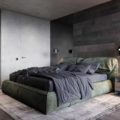Modern Elephant Ear Leather Bed 1.8 M Double for Light Luxury Child Furniture