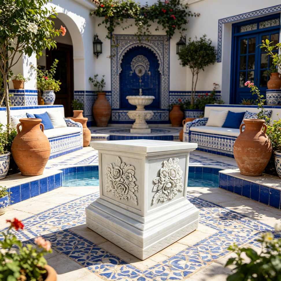 Sculptural-White-Marble-Pedestal-Closeup