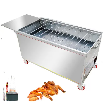 Charcoal BBQ Grilled Chicken Machine: Automatic Roasted Chicken Grill Oven