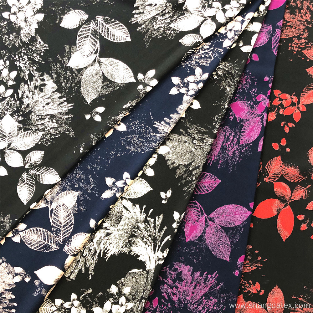 Popular Nice Leaf Design Black Discharge Rayon Printing