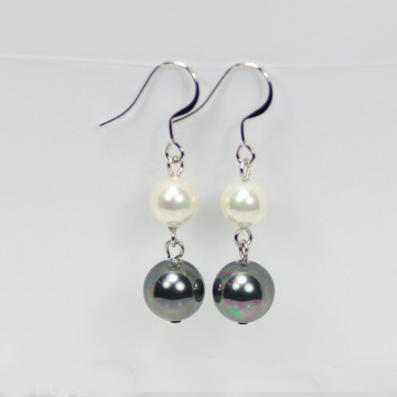 White and Black Rainbow Drop Pearl Earrings